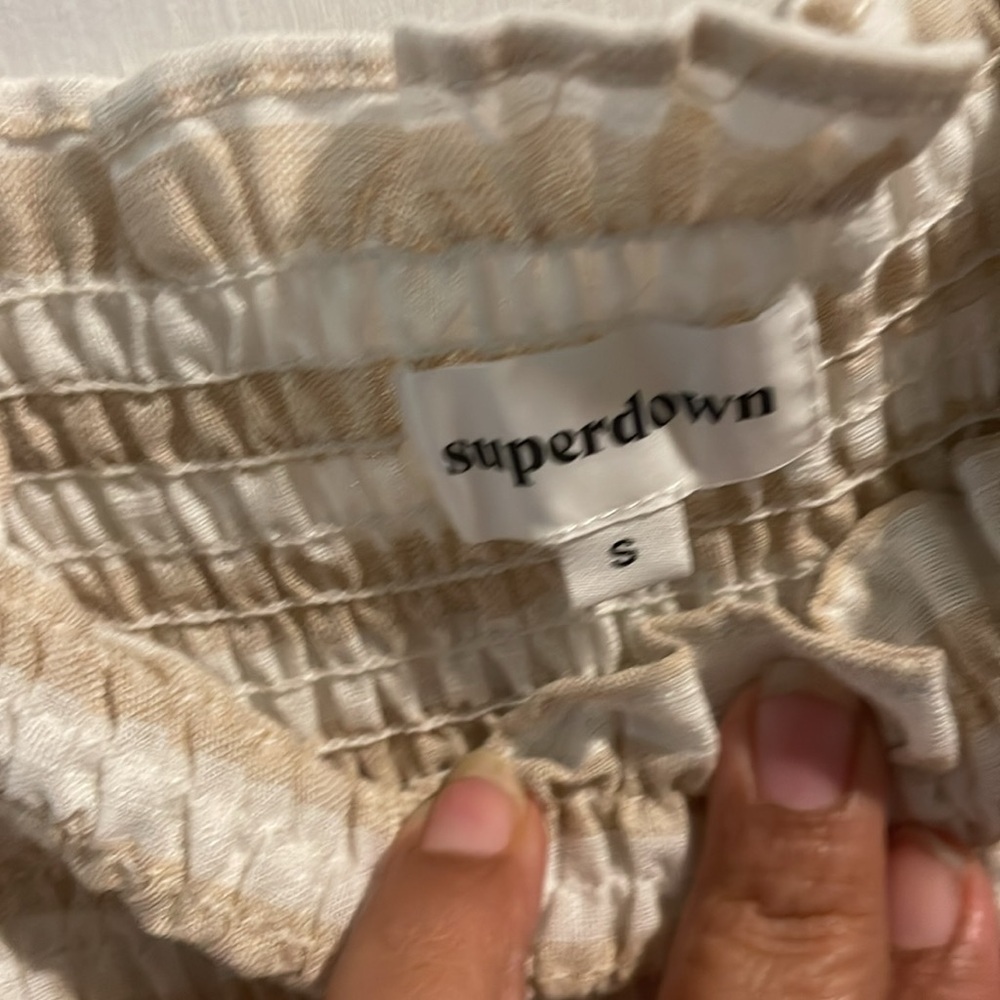 Superdown Tan Sundress‎ with Smocked Ruffle Hem - Picture 3 of 3